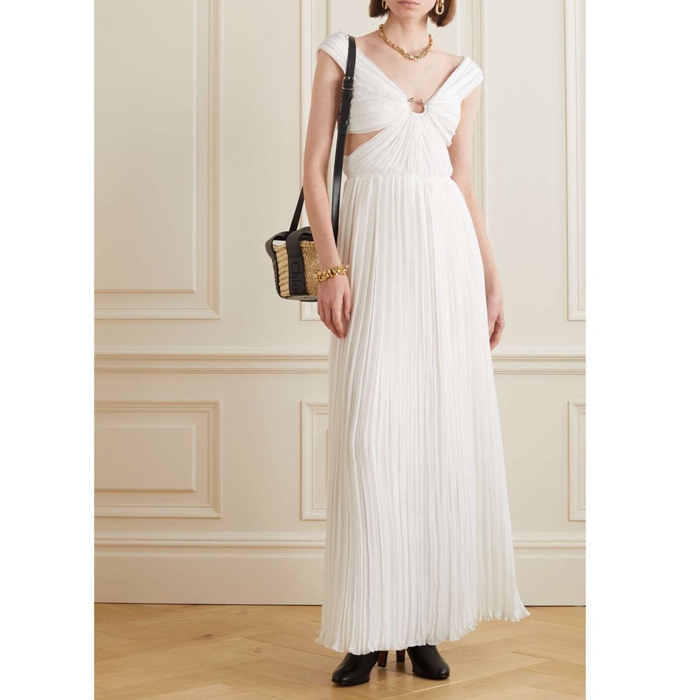 Chloé Chloe cutout pleated silk chiffon gown
